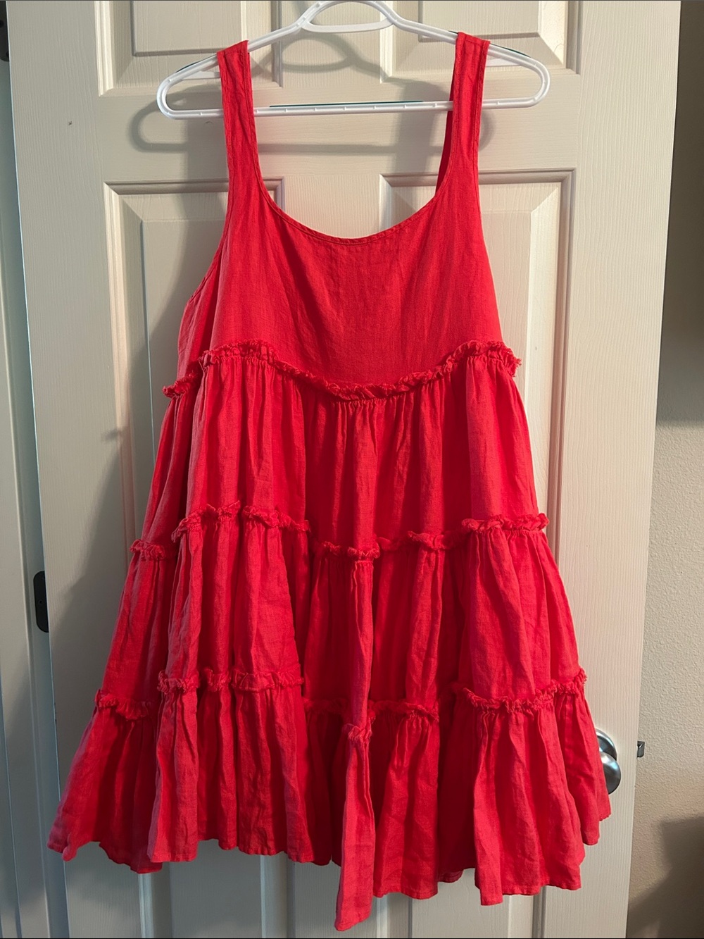 Left On Friday Bright Red Tiered Mini Dress